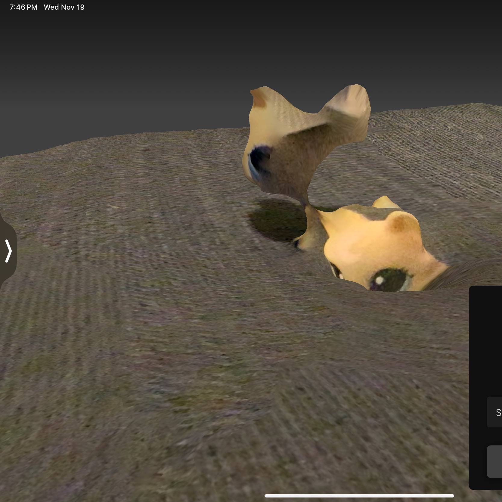 I tried to scan an extremely small object and the app did not pick it up correctly, resulting in merging the figure with the platform in which it was resting on.