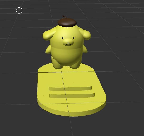 Finished second model, a character phone stand that was focused on 
                 a japanese mascot named pompom purin. I saw this initially and saw it as an opportunity to use the symmetry tool.