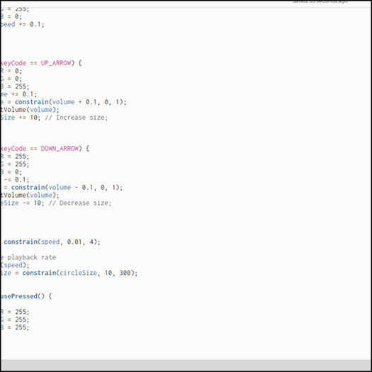 More code. I try to section off my code in order to organize what part of the code does what.