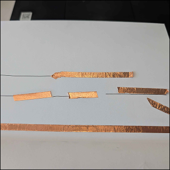 Tried making a pattern or a pyramid of functions with the copper tape but i didn't like this either. I don't think I would use copper tape heavily this project because I find it restricting compared to the other options that were available.