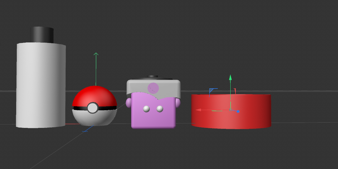 height and size comparison of all the models I made during my first modeling session