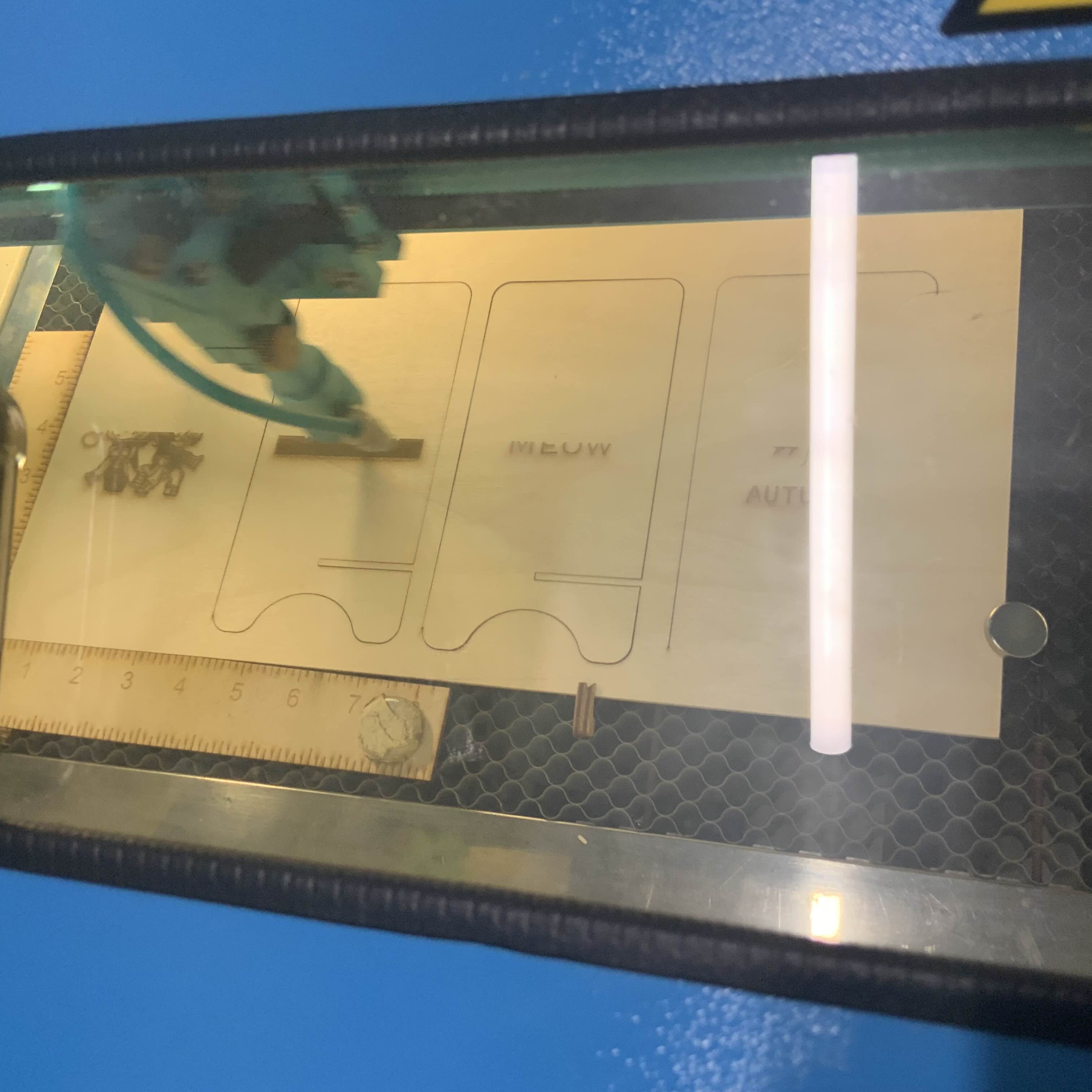 The laser cutting was mostly hovering over my artwork or side of the board because it constantly was working on cutting or printing the details of My artwork before creating simple details of the other artworks until it rinsed and repeated that process until completion.