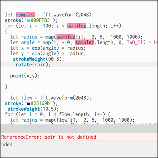Coding itself feels like a Puzzle, figuring out which pieces go where and working it out. I played around with the different settings available for the waveforms. I took a screenshot of the code purely because I wanted to show how important it is to parent or type the correct code, if I don't do this, the whole sketch ceases to operate.